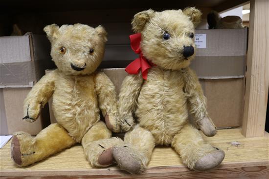 A 1930s Chiltern bear and a Peacock bear, tallest 15in.